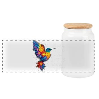 Geliebt von Jesus Christian Floral Kolibri - Panorama Keksdose mit Holzdeckel - Weiß - Vorne