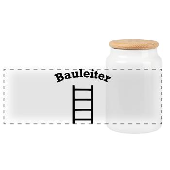 Lustiges Bauleiter Leiter Baustellen Design - Panorama Keksdose mit Holzdeckel - Weiß - Vorne
