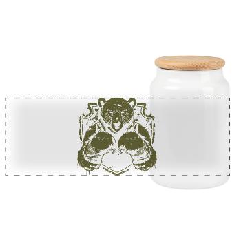 Bear Boxer - Panoramic Cookie Jar with Wooden Lid - white - Front