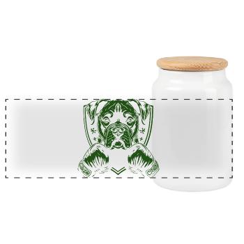 chien boxer- - Boîte à biscuits avec couvercle en bois - blanc - Devant