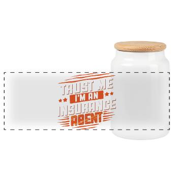 Insurance Broker Insurance Broker - Panoramic Cookie Jar with Wooden Lid - white - Front