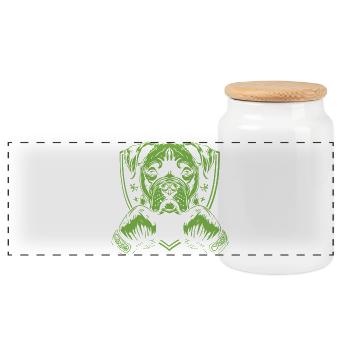 Boxer pour chien - Boîte à biscuits avec couvercle en bois - blanc - Devant