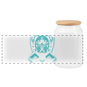 Boxer pour chien - Boîte à biscuits avec couvercle en bois - blanc - Devant