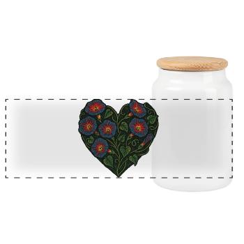 Motif floral de gloire du matin en forme de cœur - Boîte à biscuits avec couvercle en bois - blanc - Devant