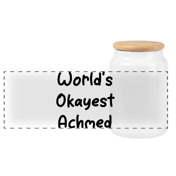 World's Okayest Achmed - Panoramic Cookie Jar with Wooden Lid - white - Front