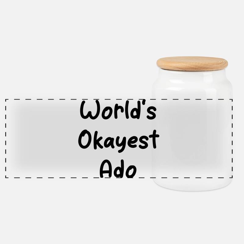 World's Okayest Ado - Namedesign - Panorama Keksdose mit Holzdeckel - Weiß