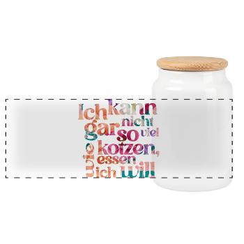 I CAN'T PUKE AS MUCH AS I EAT... - Panoramic Cookie Jar with Wooden Lid - white - Front