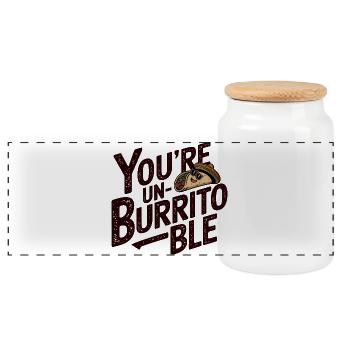 Du bist ein un-burrito-fähiger, lustiger Liebhaber mexikanischer Küche - Panorama Keksdose mit Holzdeckel - Weiß - Vorne