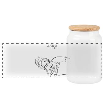 Sleep - Panoramic Cookie Jar with Wooden Lid - white - Front