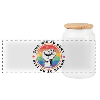 SETTING A STAND AGAINST THE RIGHT - Panoramic Cookie Jar with Wooden Lid - white - Front