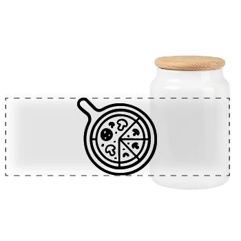 Pizza Pizzeria Icon - Panoramic Cookie Jar with Wooden Lid - white - Front