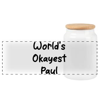 World's okayest Paul - Panoramic Cookie Jar with Wooden Lid - white - Front