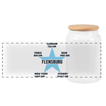 Flensburg Urlaub Ostsee Outfit Ferien Flensburger - Panorama Keksdose mit Holzdeckel - Weiß - Vorne