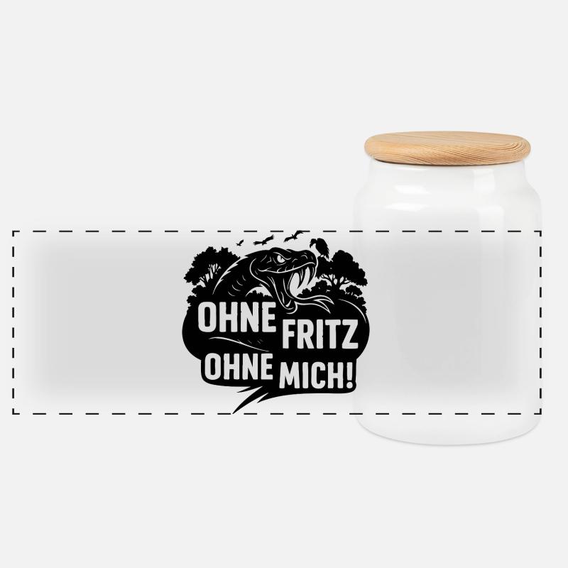 Sans Fritz Sans moi - Boîte à biscuits avec couvercle en bois - blanc
