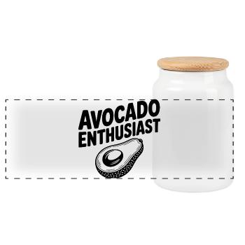 Avocado Enthusiast - Panoramic Cookie Jar with Wooden Lid - white - Front