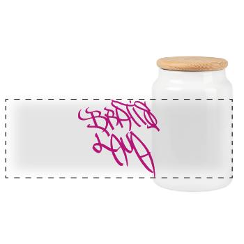 Kunstvolles Graffiti-Design in Lila Bratislava - Panorama Keksdose mit Holzdeckel - Weiß - Vorne