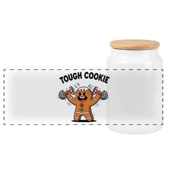 Strong Cookie - Panoramic Cookie Jar with Wooden Lid - white - Front