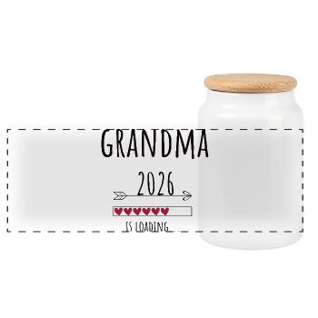 Grandma to be 2026 Geschenk Schwangerschaft - Panorama Keksdose mit Holzdeckel - Weiß - Vorne