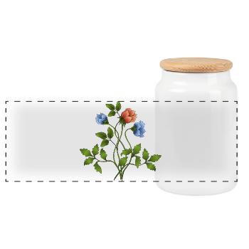 Flowers - Panoramic Cookie Jar with Wooden Lid - white - Front