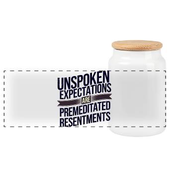 Les attentes tacites sont des ressentiments prémédités - Boîte à biscuits avec couvercle en bois - blanc - Devant