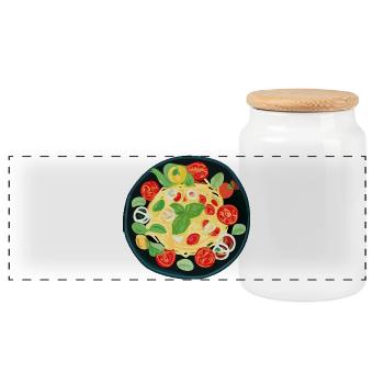Fresh pasta with tomatoes and basil - Panoramic Cookie Jar with Wooden Lid - white - Front