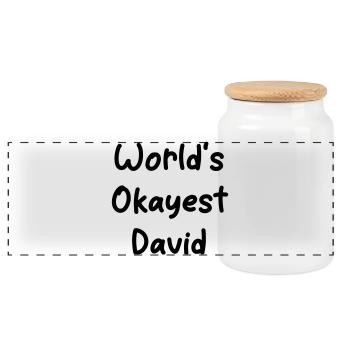 World's okayest David - Panorama Keksdose mit Holzdeckel - Weiß - Vorne