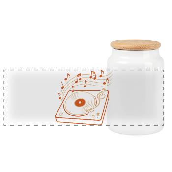 Vinyl Record Player for Music Lovers - Panoramic Cookie Jar with Wooden Lid - white - Front