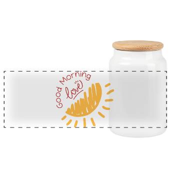 Good Morning Love – Half Sun Illustration for Tas - Panoramic Cookie Jar with Wooden Lid - white - Front