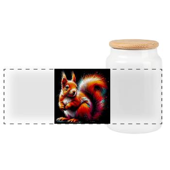 écureuil - Boîte à biscuits avec couvercle en bois - blanc - Devant