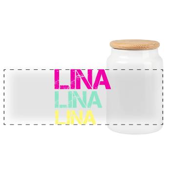 LINA Neon Triptych - Panorama Keksdose mit Holzdeckel - Weiß - Vorne