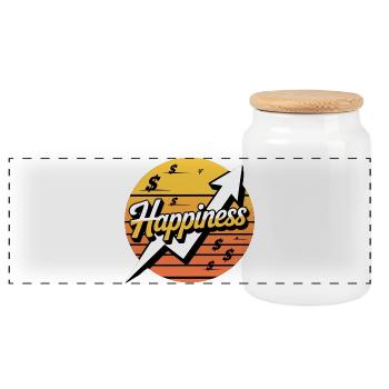 Happiness Upward Course Design - Panoramic Cookie Jar with Wooden Lid - white - Front