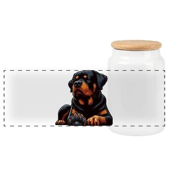 Rottweiler Propriétaire de Rottweiler Lovers - Boîte à biscuits avec couvercle en bois - blanc - Devant