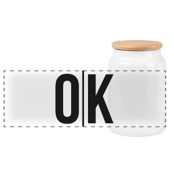 OK Split Monochrome Logo - Panorama Keksdose mit Holzdeckel - Weiß - Vorne