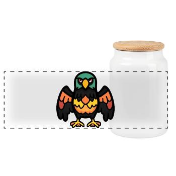 Eagle Halloween Comic Funny - Panoramic Cookie Jar with Wooden Lid - white - Front