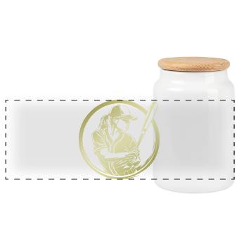 Baseball Silhouette - Panoramic Cookie Jar with Wooden Lid - white - Front