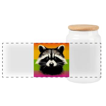 Raton laveur - Boîte à biscuits avec couvercle en bois - blanc - Devant