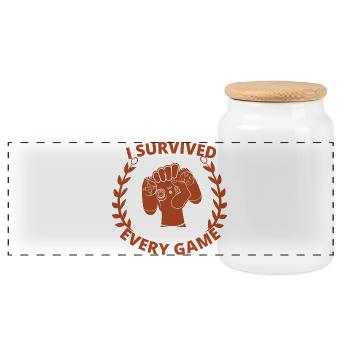 I survived every game - Panoramic Cookie Jar with Wooden Lid - white - Front