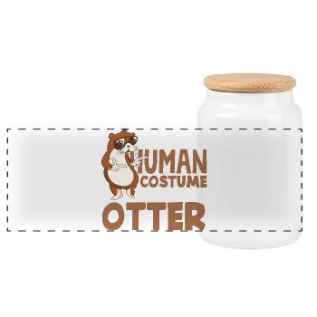 Costume humain de dessin animé de loutre de mer - Boîte à biscuits avec couvercle en bois - blanc - Devant
