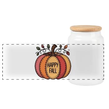 Champ de citrouilles d’automne heureux - Boîte à biscuits avec couvercle en bois - blanc - Devant
