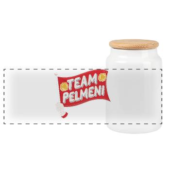 Team Pelmeni Pelmenis - Panorama Keksdose mit Holzdeckel - Weiß - Vorne