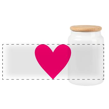 Bright Pink Heart Motif - Panoramic Cookie Jar with Wooden Lid - white - Front