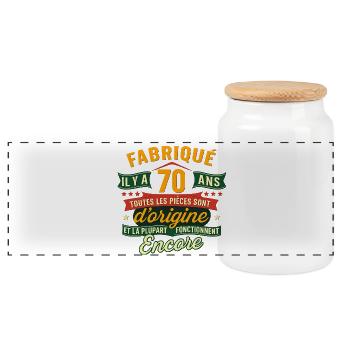 70 ans d’origine, Cadeau anniversaire humour - Boîte à biscuits avec couvercle en bois - blanc - Devant