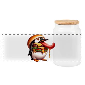 Drôle pingouin Halloween Fast Food Cheeseburger - Boîte à biscuits avec couvercle en bois - blanc - Devant