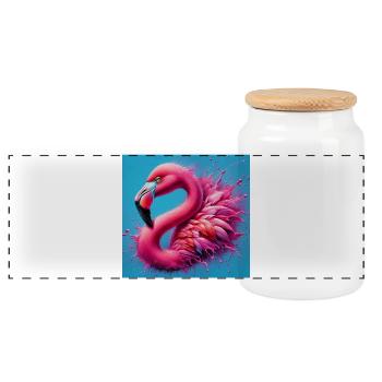 Flamant - Boîte à biscuits avec couvercle en bois - blanc - Devant