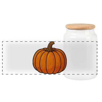 Pumpkin Cartoon Illustration - Panoramic Cookie Jar with Wooden Lid - white - Front