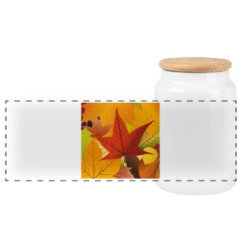 Feuilles d’automne - Boîte à biscuits avec couvercle en bois - blanc - Devant
