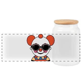 Halloween Clown - Panorama Keksdose mit Holzdeckel - Weiß - Vorne