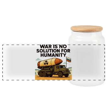 War is not a solution - Panoramic Cookie Jar with Wooden Lid - white - Front