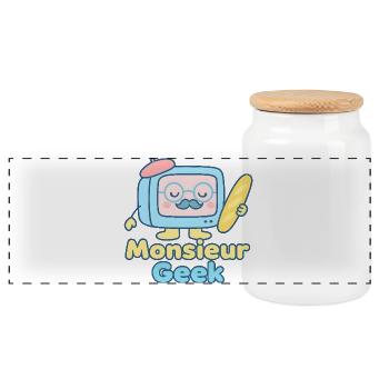 Monsieur Geek Retro Surf - Boîte à biscuits avec couvercle en bois - blanc - Devant