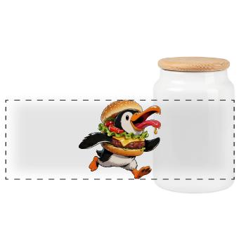 Drôle pingouin Halloween Fast Food Cheeseburger - Boîte à biscuits avec couvercle en bois - blanc - Devant